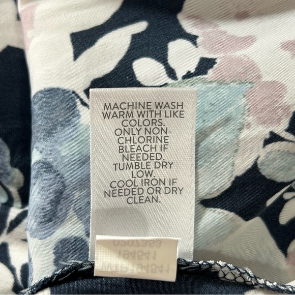 J.Jill Long Sleeve Women's Blouse Cold Shoulder Ruffle Cuff Blue Floral Size XL - Picture 5 of 7